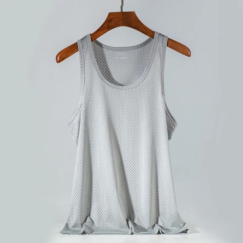 Men Mesh Tank Top Fitness Sleeveless Shirt Breathable Gym Vest