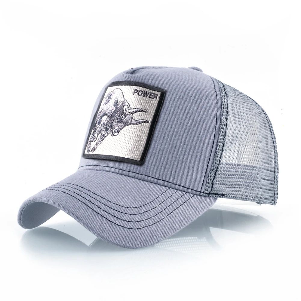 Embroidered Bull Patch Mesh Trucker Cap – Hip Hop Snapback Baseball Hat