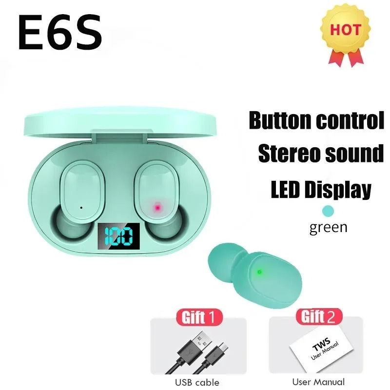 TWS E6S Wireless Bluetooth Earphones Noise Cancelling Headset with Mic