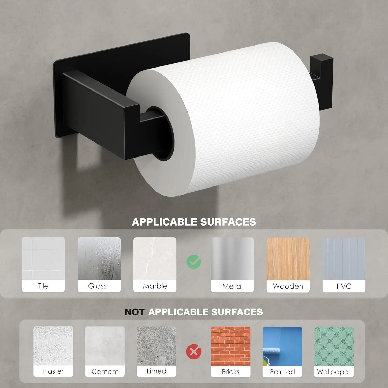 Adhesive Stainless Steel Toilet Paper Holder – Modern Waterproof Tissue Hanger