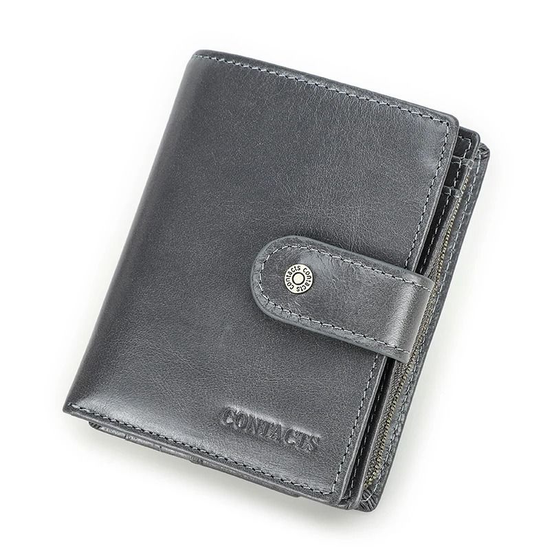 Genuine Leather RFID Blocking Wallet with Coin Pocket