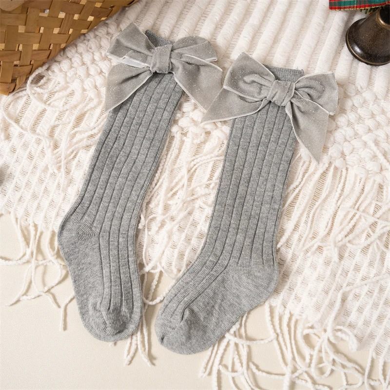 Baby Girls Knee High Bow Socks Soft Cotton Winter and Autumn Kids Socks