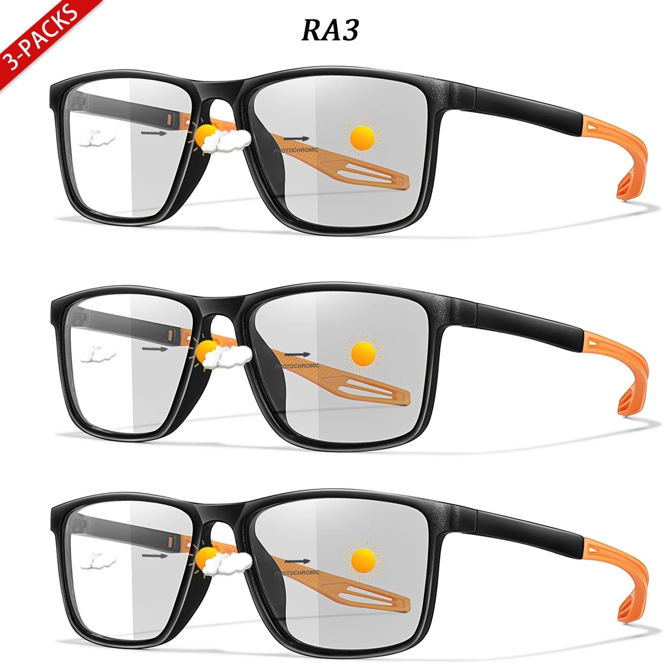 Photochromic Reading Glasses Set With Blue Light Protection (3 Pairs)