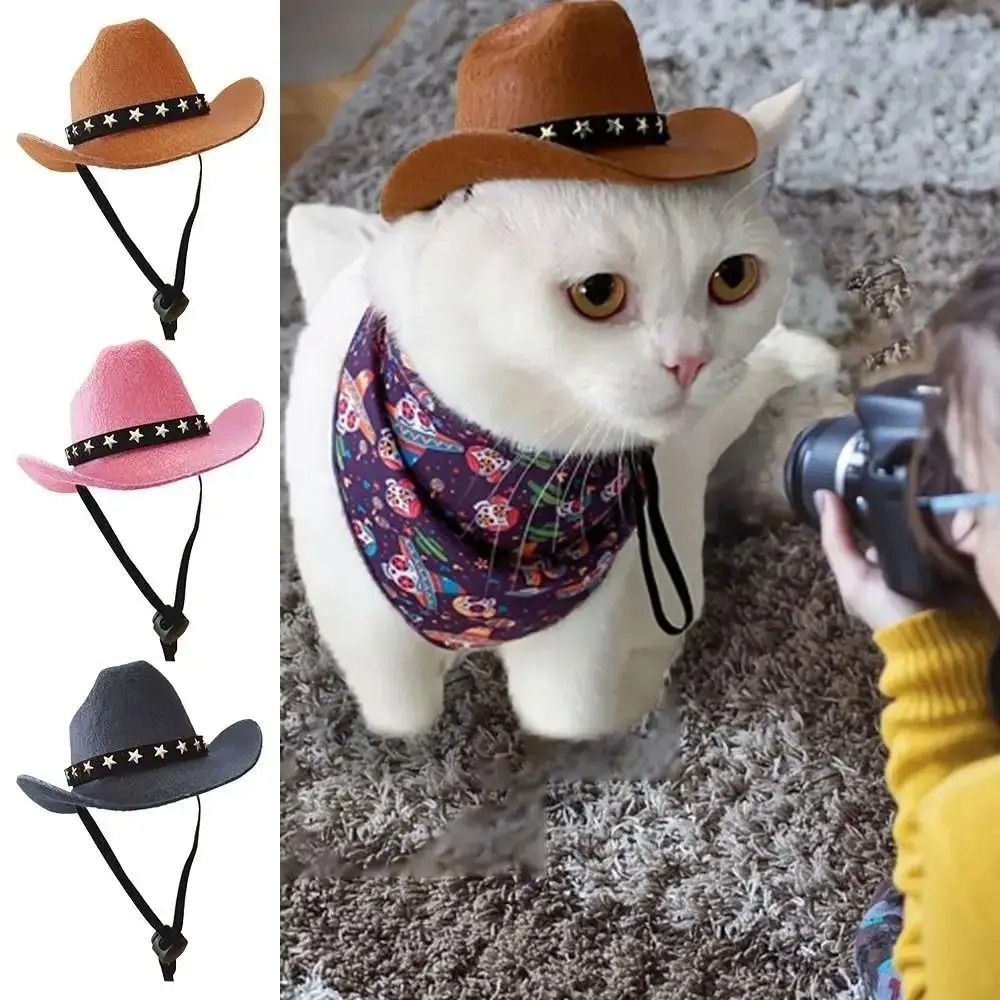 Adjustable Pet Cowboy Hat for Dogs and Cats