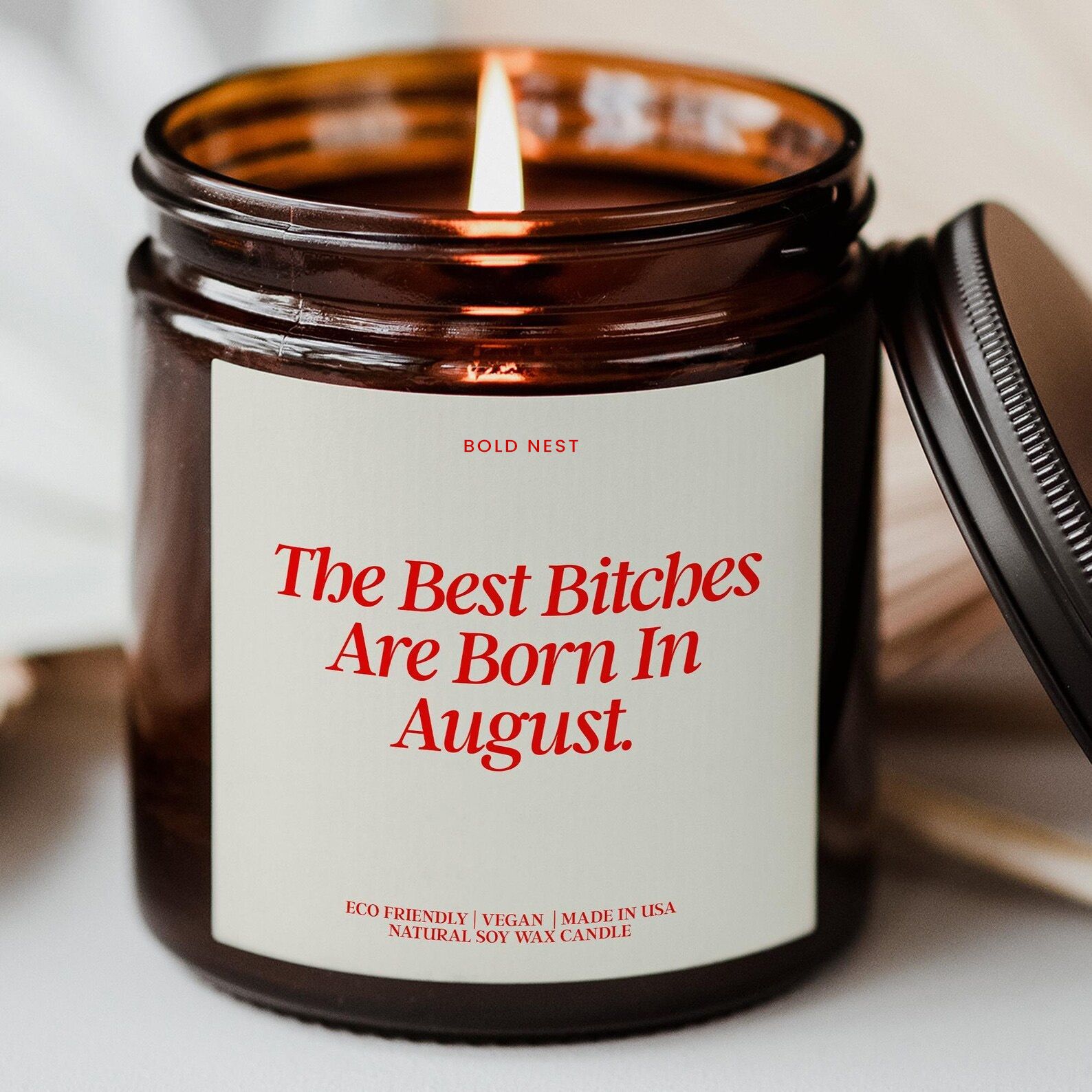 Best Bitches Born in August Birthday Candle Funny Zodiac Gift for Her