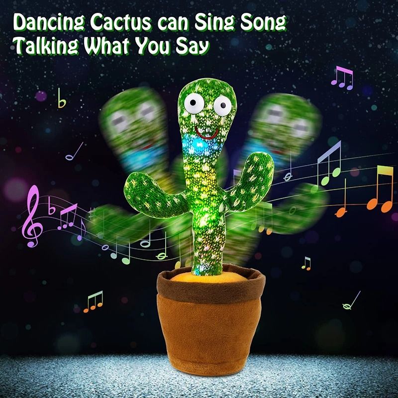 Dancing Cactus Talking Speaker Toy with Voice Repeat and LED