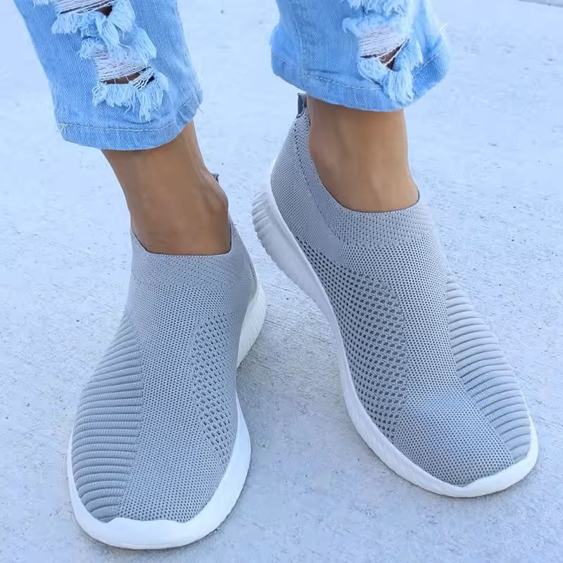 Womens White Slip-On Casual Sneakers