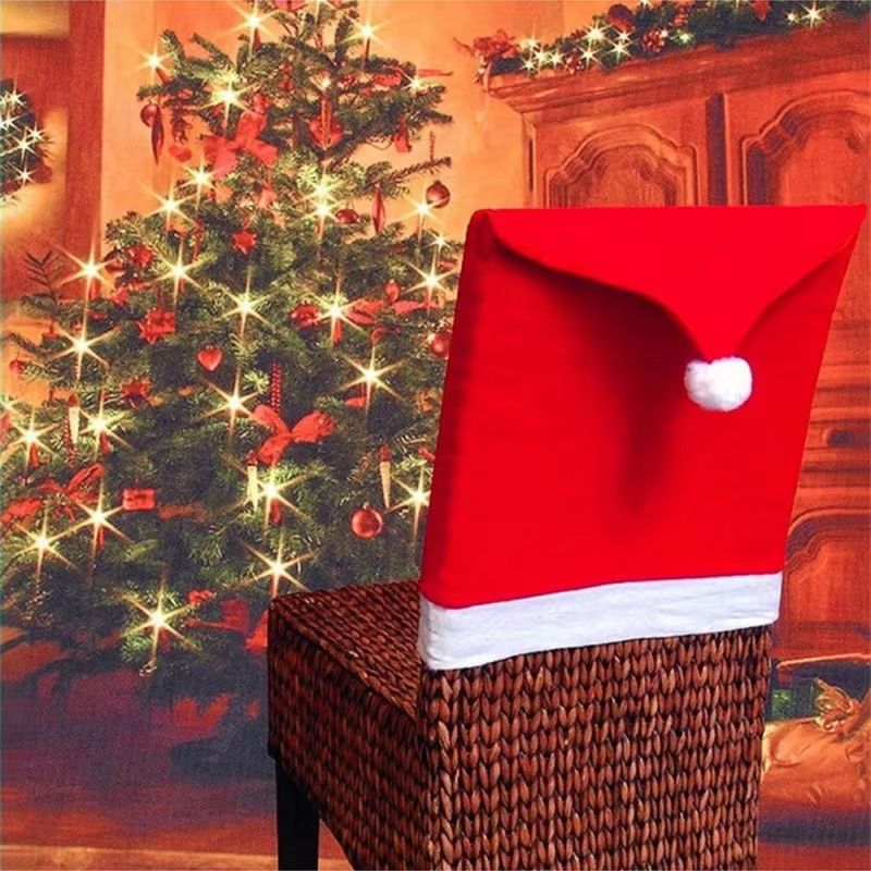 Festive Christmas Chair Covers Set – Red Holiday Dining Chair Slipcovers for Party & Home Decor