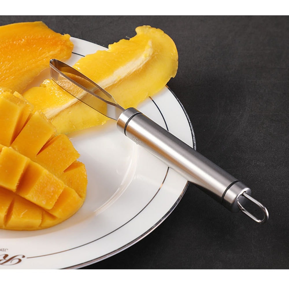 Stainless Steel Mango Corer & Fruit Peeler Tool Multifunctional Kitchen Gadget for Mango, Pineapple & More