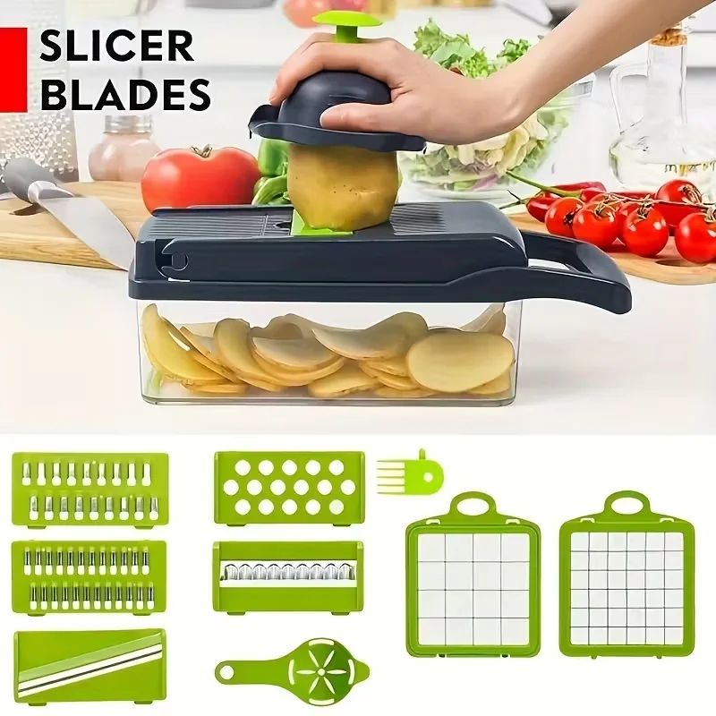 14-in-1 Vegetable Chopper & Mandoline Slicer Set with Interchangeable Blades