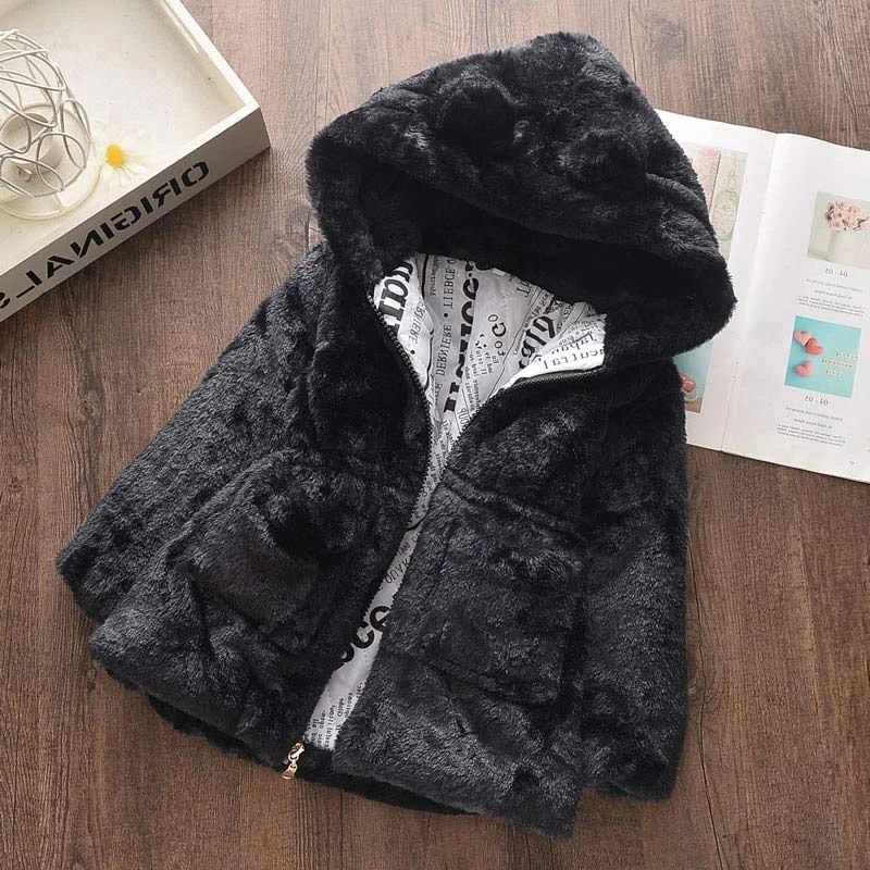 Baby Girls Faux Fur Hooded Winter Coat
