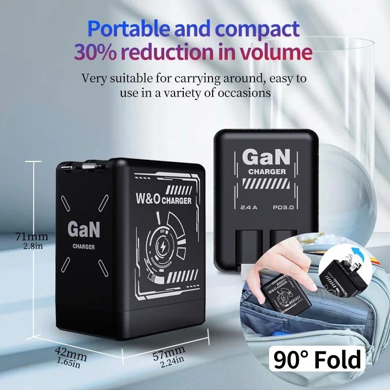 Telescopic GaN Fast Charger – 65W Retractable Compact Power Station