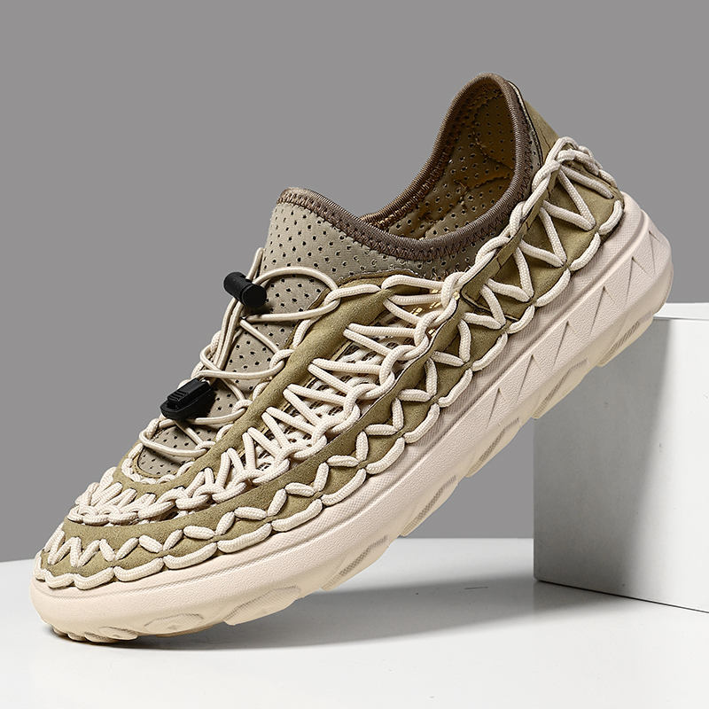 Mens Summer Sandals, Fashion Hand-woven Casual Shoes, High Quality Designer Sneakers