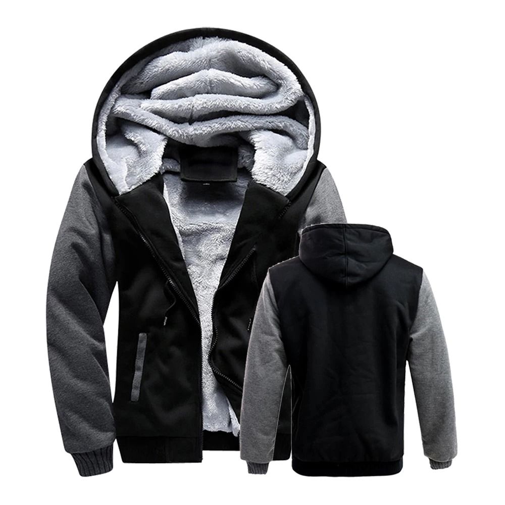 Mens Fleece Lined Hooded Winter Jacket