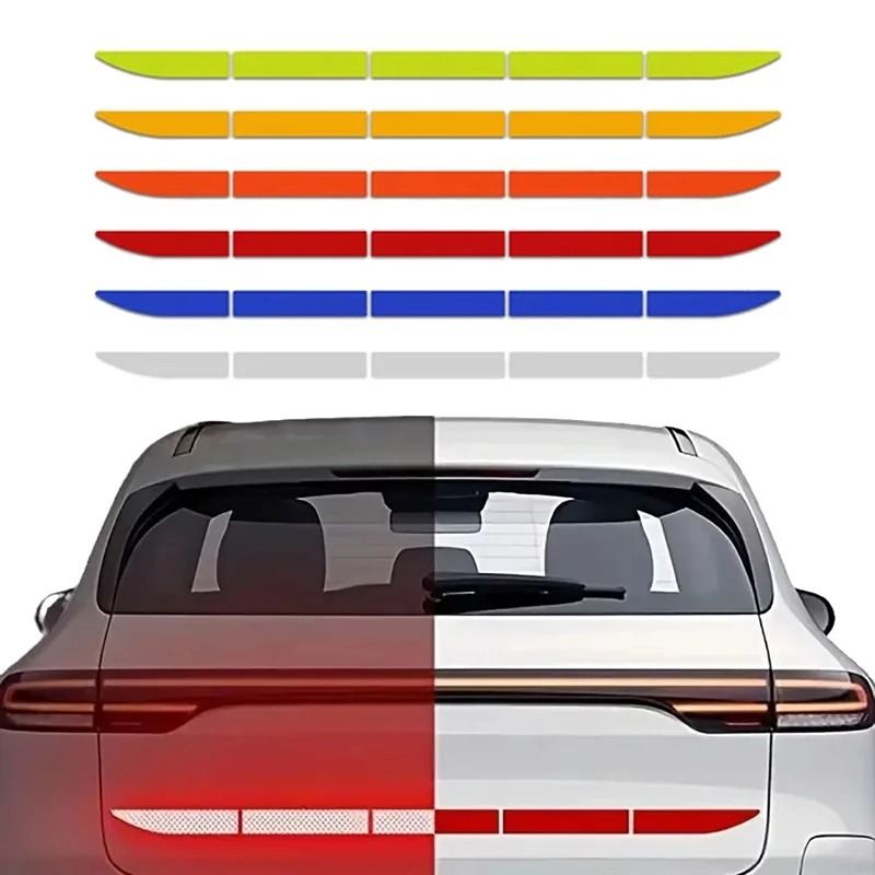 Reflective Car Decal Safety Warning Strips – Universal Anti-Collision Night Reflector Tape for Vehicle Visibility