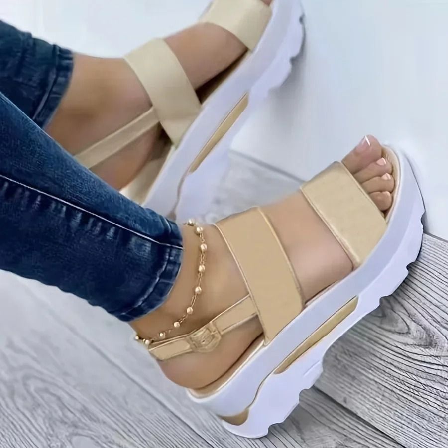 Women's Open Toe Buckle Sandals Non Slip Summer Wedge Shoes