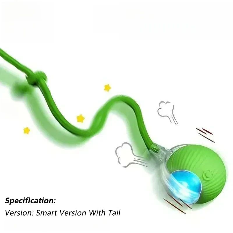 Smart Rolling Cat Ball with Tail Rechargeable Interactive Cat Toy