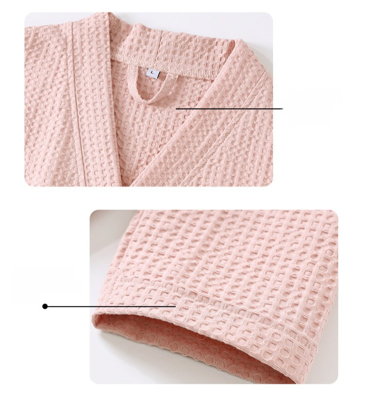 Quick Drying Bathrobe for Women and Men, Cotton Waffle Hotel Bath Robe, Thin All-Season Design for Beauty Salon