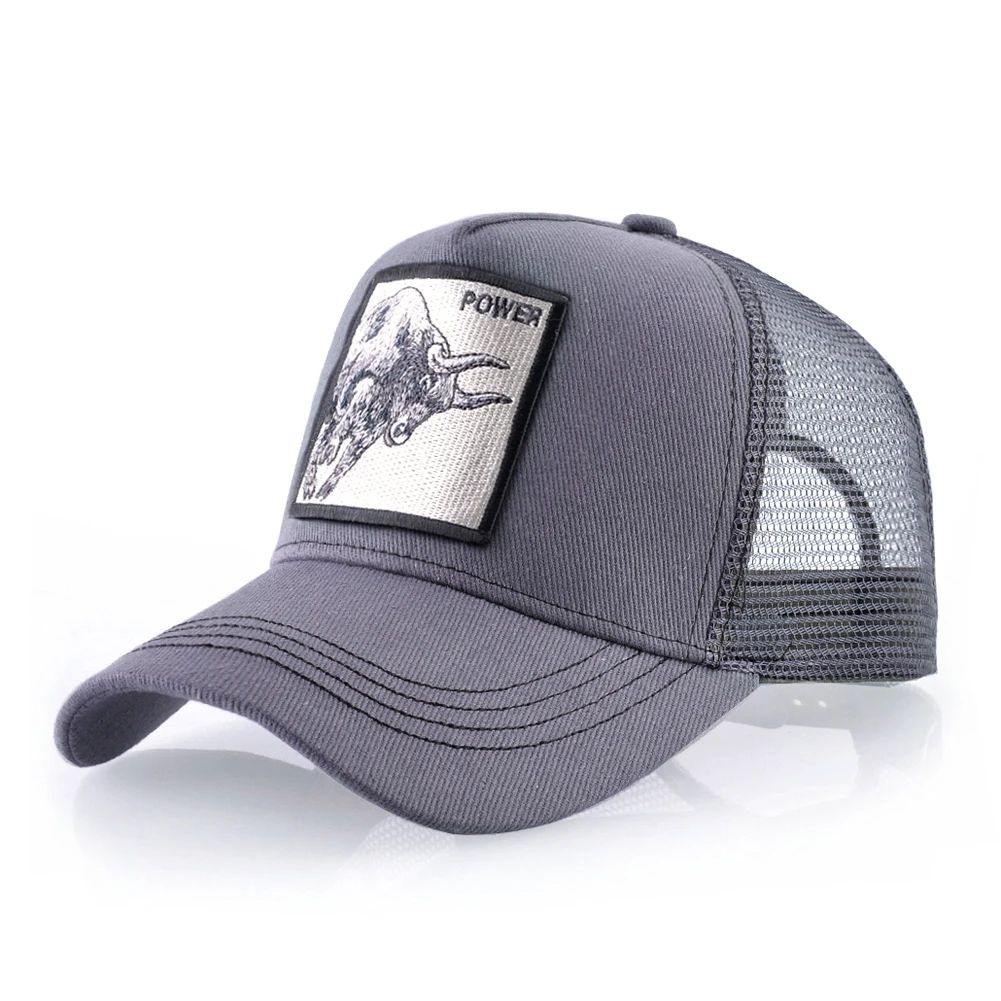 Embroidered Bull Patch Mesh Trucker Cap – Hip Hop Snapback Baseball Hat