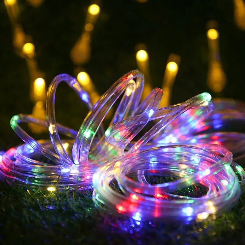 Solar Powered Pipe Shaped Fairy String Lights for Christmas, Yard, Party, Outdoor Decoration, Waterproof LED Lights