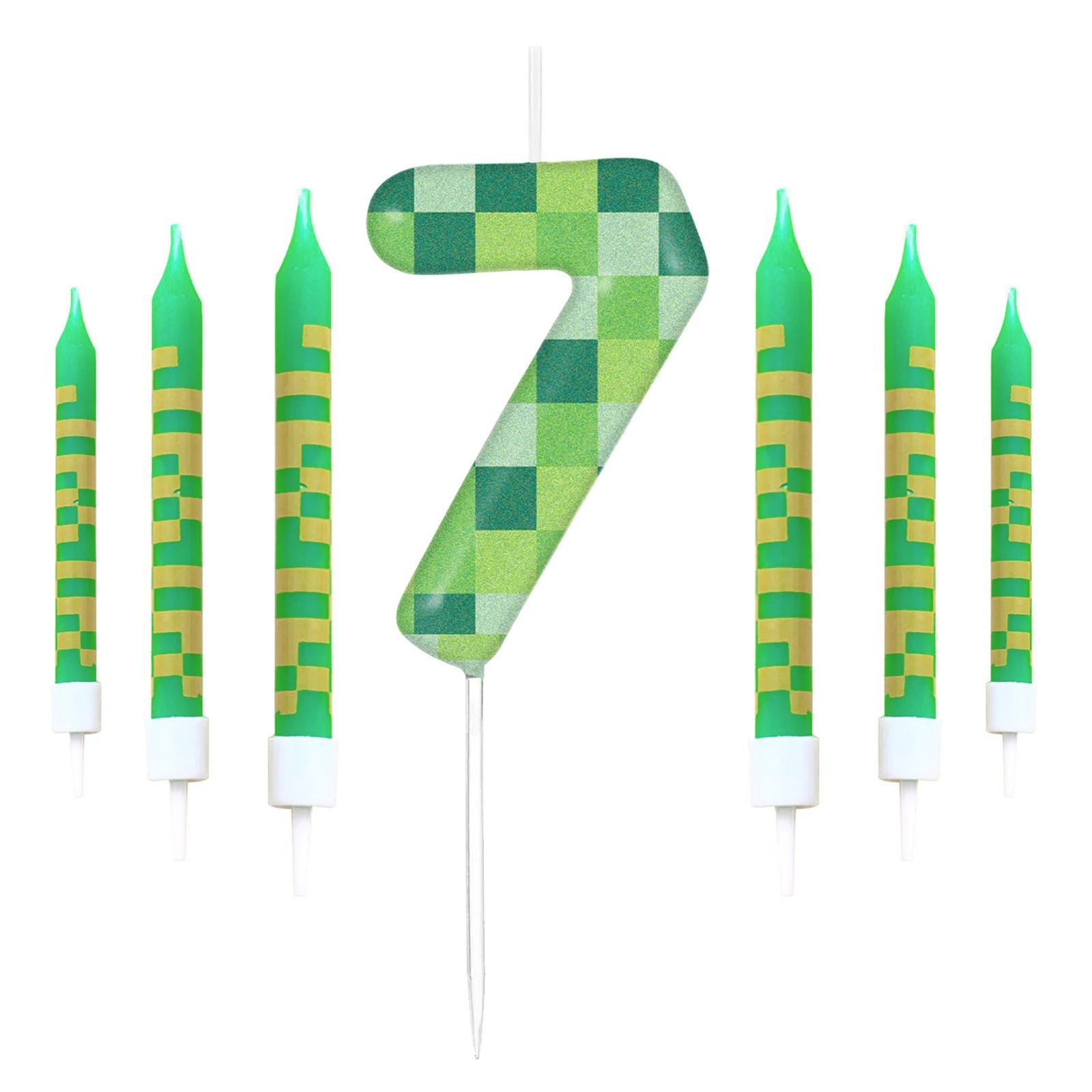Pixelated Gamer Theme Birthday Candle Set