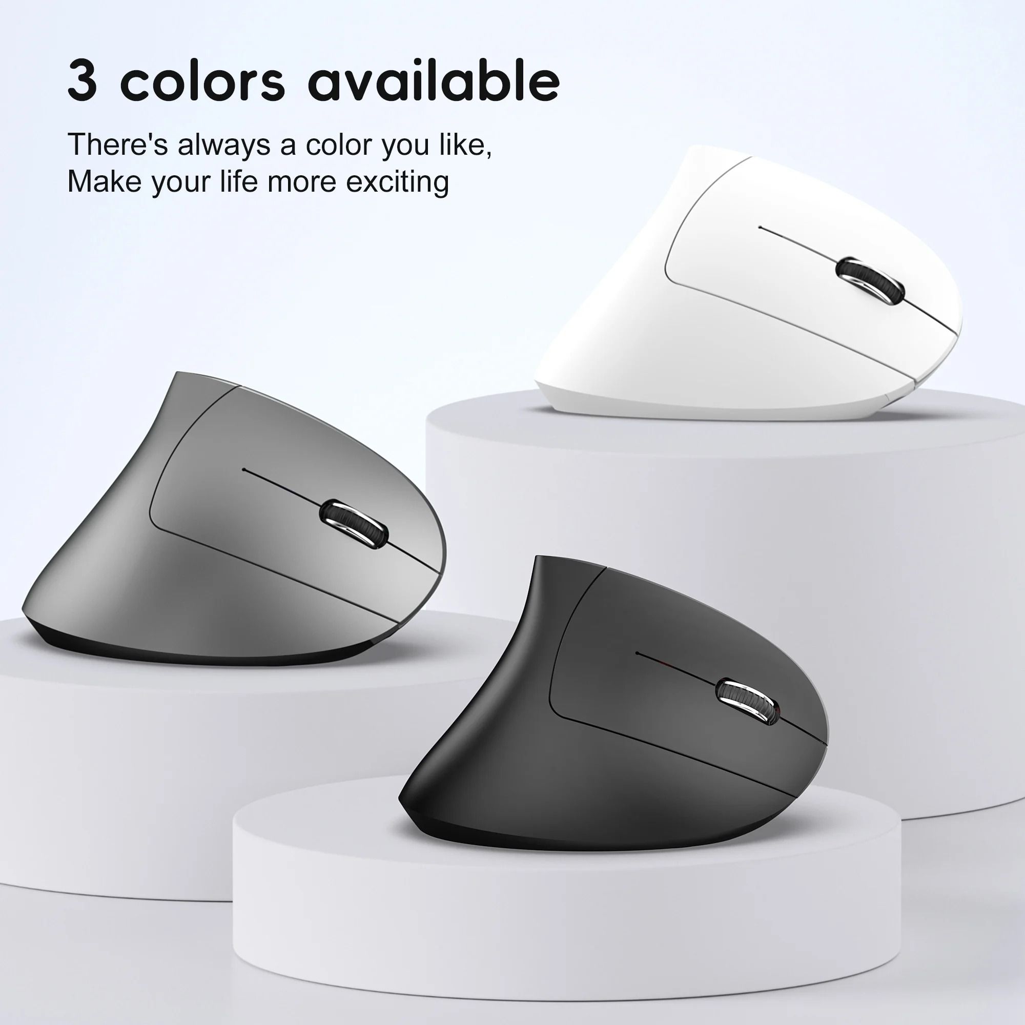 HXSJ T22 Ergonomic Vertical Mouse | Dual-Mode 2.4G & Bluetooth 5.1 Rechargeable 2400DPI Mouse