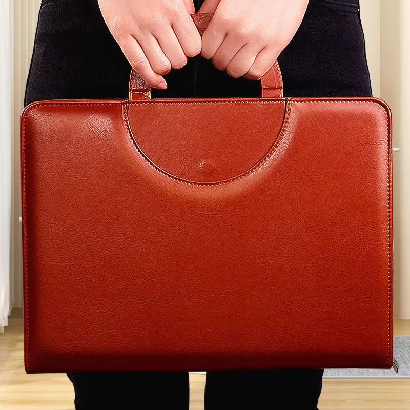 Leather Business File Folder with Calculator – A4 Document Holder & Multifunctional Office Organizer