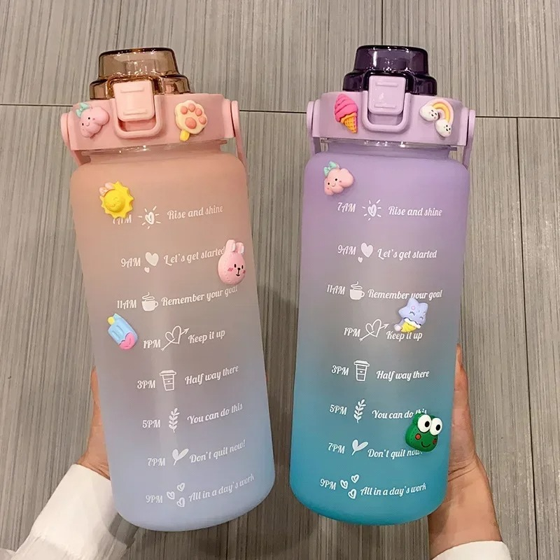Leakproof Fitness Water Bottle Set with Time Mark Track Hydration for Workout Office and Travel