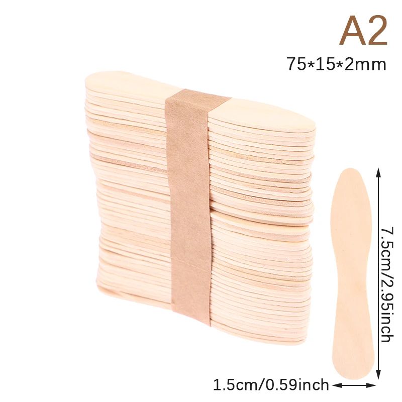 50 Pcs Disposable Wooden Waxing Sticks Body Hair Removal Spatula
