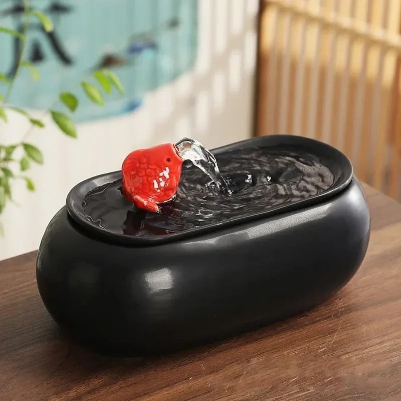 Chinese Style Ceramic Water Ornament Desktop Decoration for Living Room Tea Table or Office