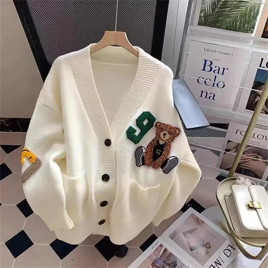 Women's Fashion, Soft Cozy Short Knitted Sweater Cardigan, Slimming White Outerwear, Enhancing Sensation