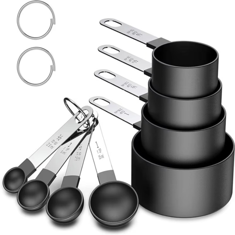 Piece Kitchen Set Stainless Steel Silicone Dual Material Measuring Cups Spoons for Accurate Cooking Baking Grain Dessert