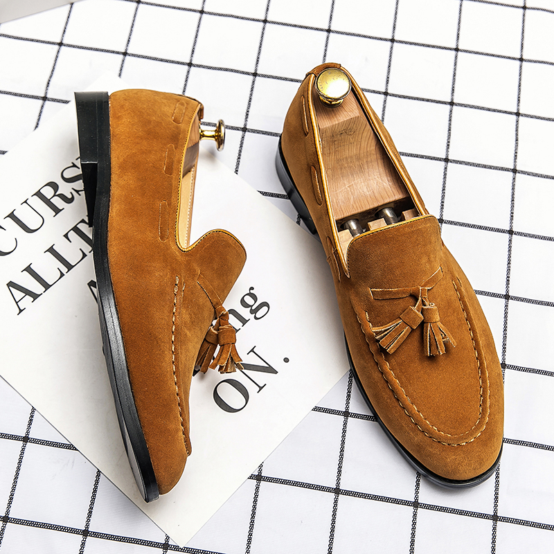 Frosted Leather Tassel Loafers, High Quality Mens Slip On Shoes, Comfortable Male Driving Flats, All-match Antiskid Foot