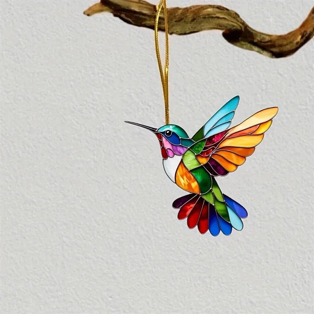 Colorful Acrylic Hummingbird Window Ornament Kawaii Hanging Decor Pendant