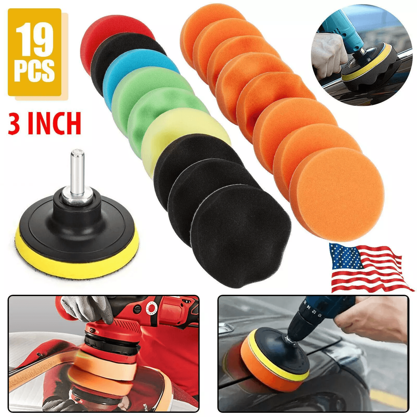 Car Buffing Pads Polishing Sponge Set, Waxing Foam Polisher Kit for Drill, Swirl-Free High Gloss Auto Detailing Tools