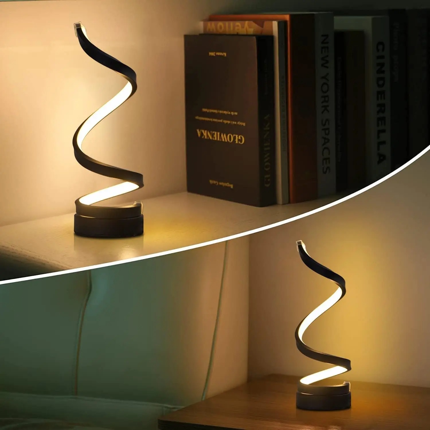 Modern Spiral Dimmable LED Table Lamp, Sleek Bedside Light for Living Room, Bedroom, Office