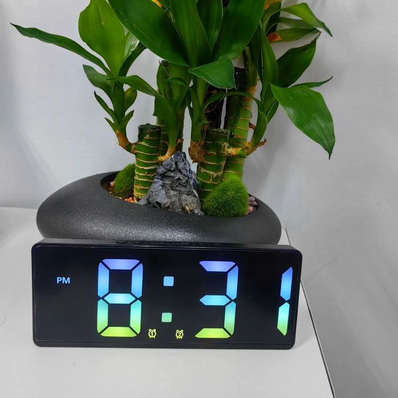Voice Control Digital Alarm Clock with Temperature Display, Snooze & Night Mode, 12/24H Anti-Disturb Desktop Table Clock