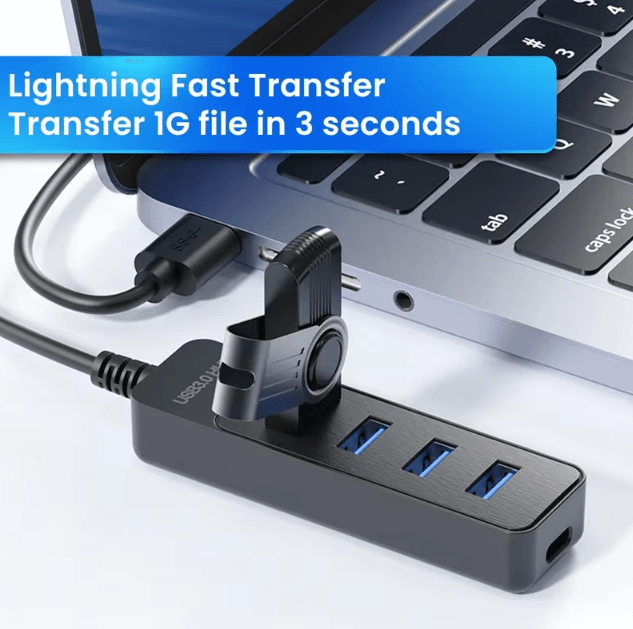 FlexiExpand USB 3.0 4-Port Hub Adapter – High-Speed Multi-USB Splitter for PC & Laptop
