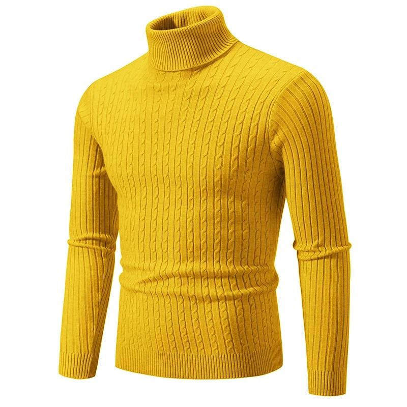 Winter High Neck Thick Warm Sweater Men Slim Fit Pullover Knitwear