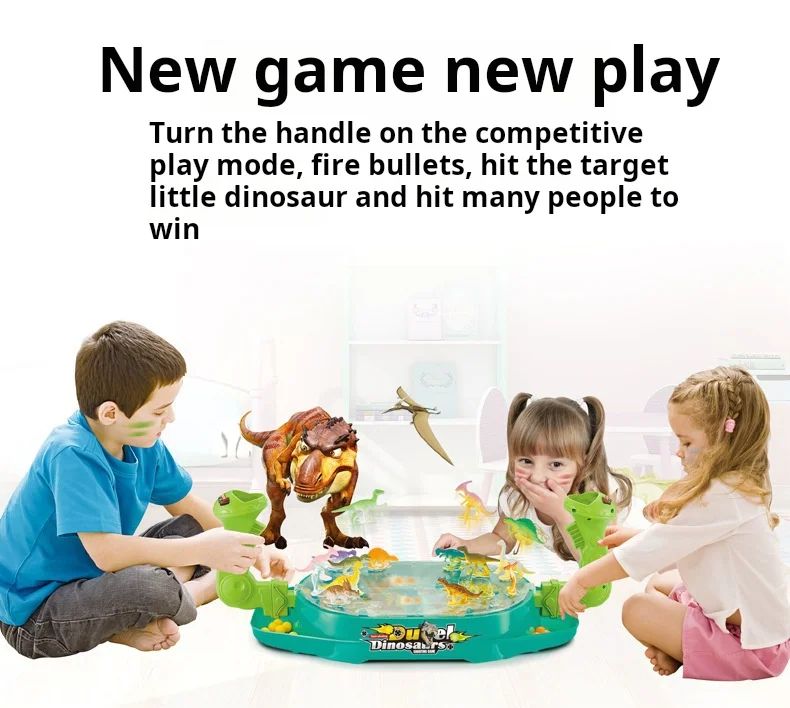 Dino Duel Catapult Board Game (Two-Player Interactive Pinball Catapult Toy)