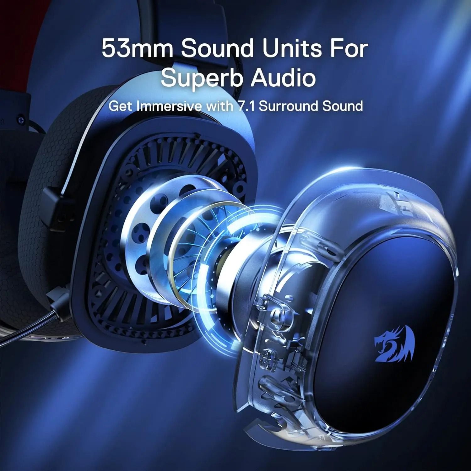 RGB Wireless Gaming Headset – 7.1 Surround Sound 53mm Audio Drivers