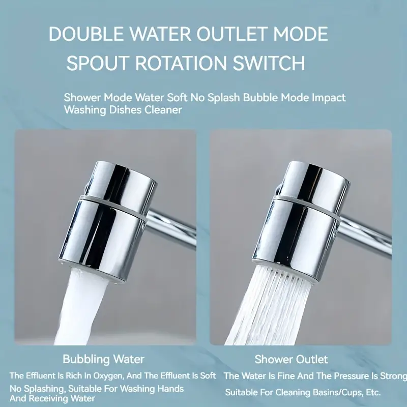 Swivel Kitchen Faucet Extender Stainless Steel, Universal Splashproof Dual Mode Sink Attachment with Adapter