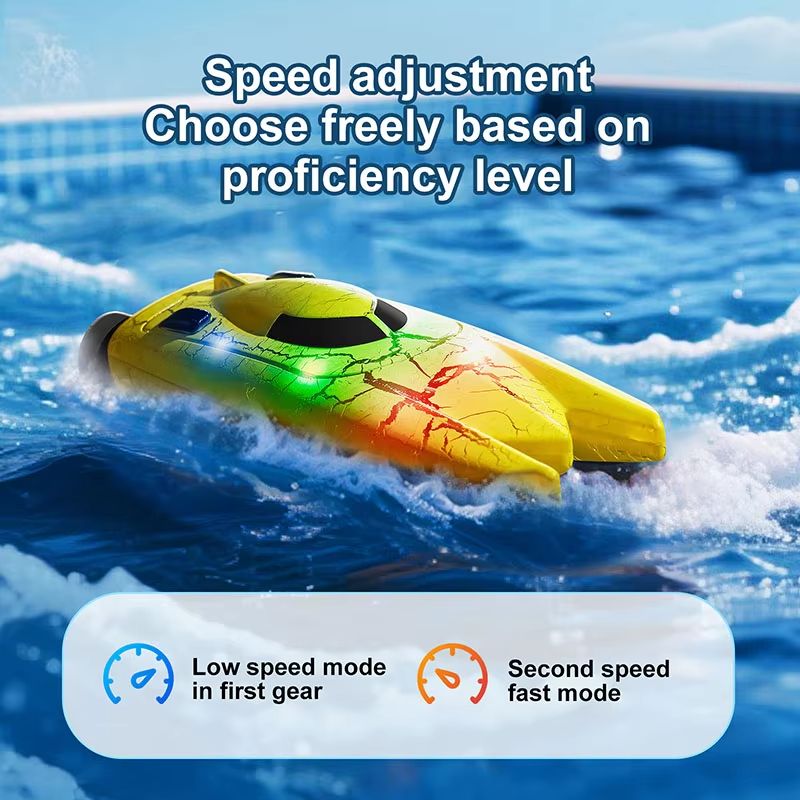 WaveMaster 2.4 GHz Waterproof RC Racing Boat with 360° Flip & LED Effects