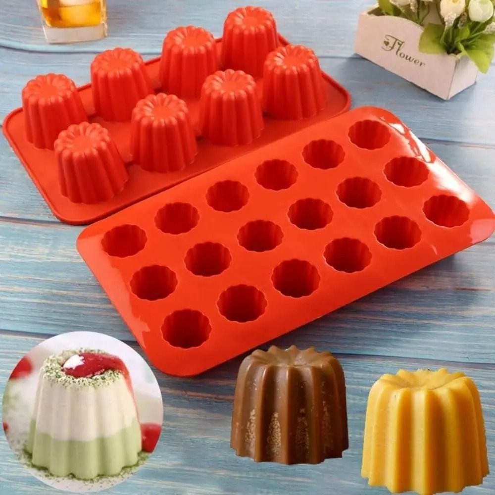 Silicone Canele Mold Mini Nonstick Cake Pan for Canneles, Mousse, and Muffins