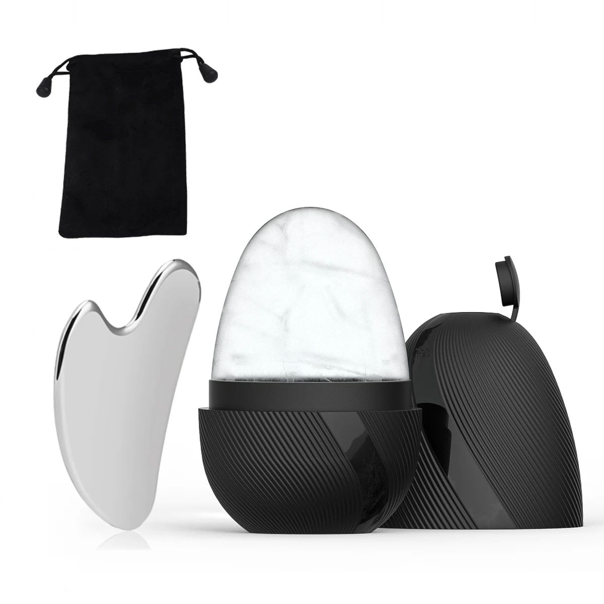 CryoGlow Ice Face Roller & Stainless Steel Gua Sha Facial Sculpting Set