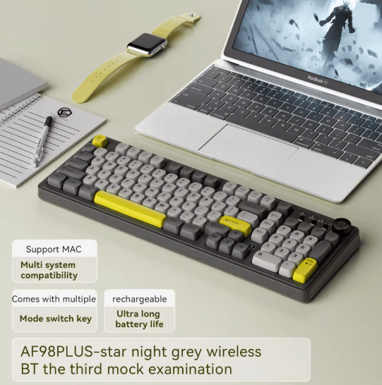 AJAZZ AF98 Wireless RGB Mechanical Feel Keyboard with Three Mode Connectivity