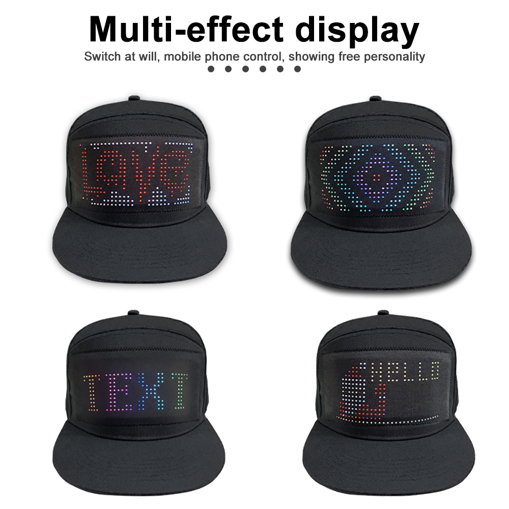 DIY LED Light Display Screen Smart Matrix Hat, Bluetooth Baseball Hat, APP Controlled Display Caps, Cool Hip Hop Party