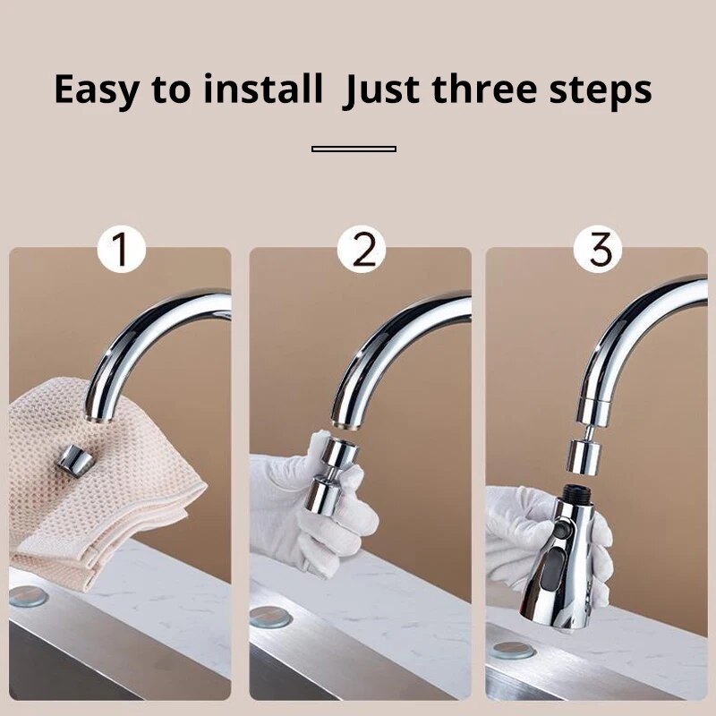 Faucet Extender Metal Alloy with Three Modes – Home Water Saver for Shower and Sink