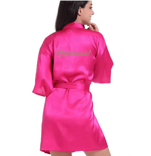 Personalized Satin Bridal Party Robe with Gold Lettering