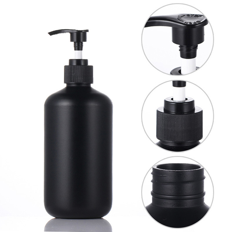 Refillable Shampoo Conditioner Body Lotion Container Matte Black Liquid Soap Dispenser for Hotel Supplies